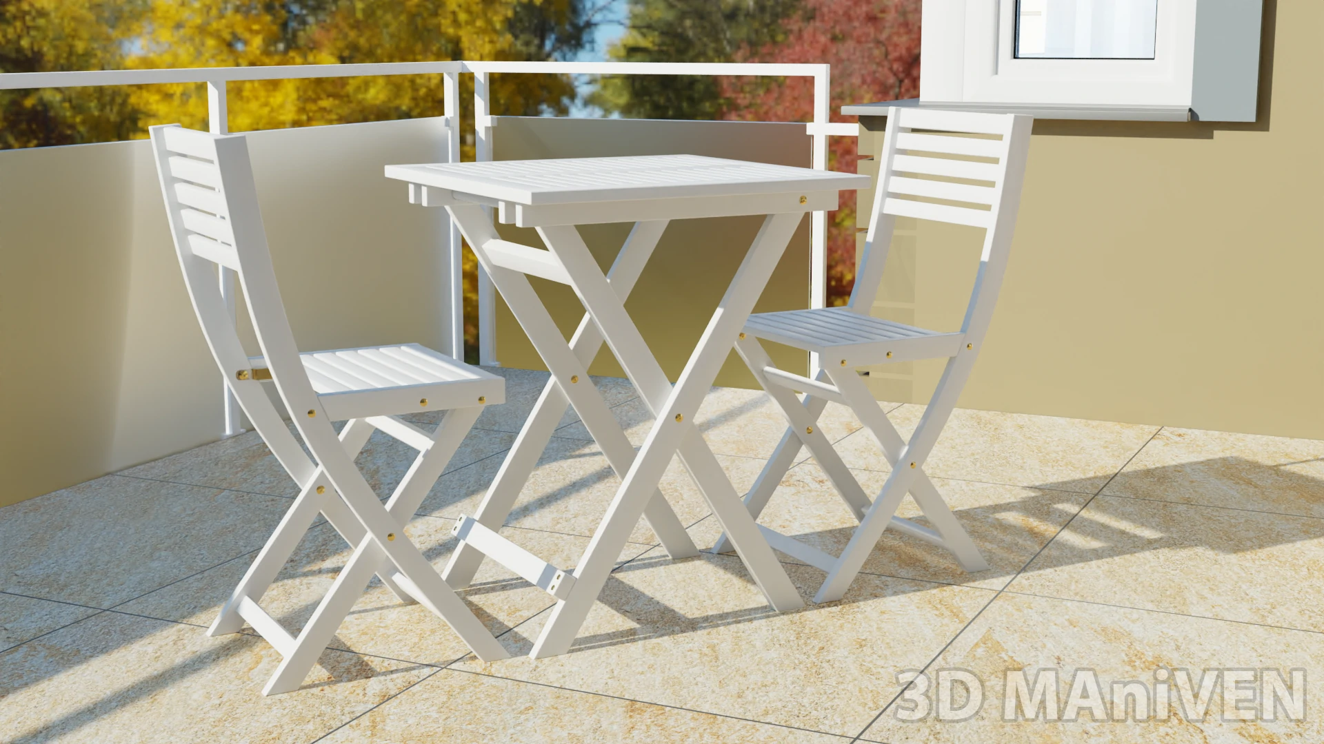 Foldable garden furniture on terrace